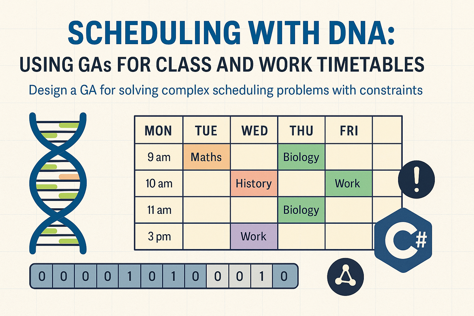 Scheduling with DNA: Using GAs for Class and Work Timetables