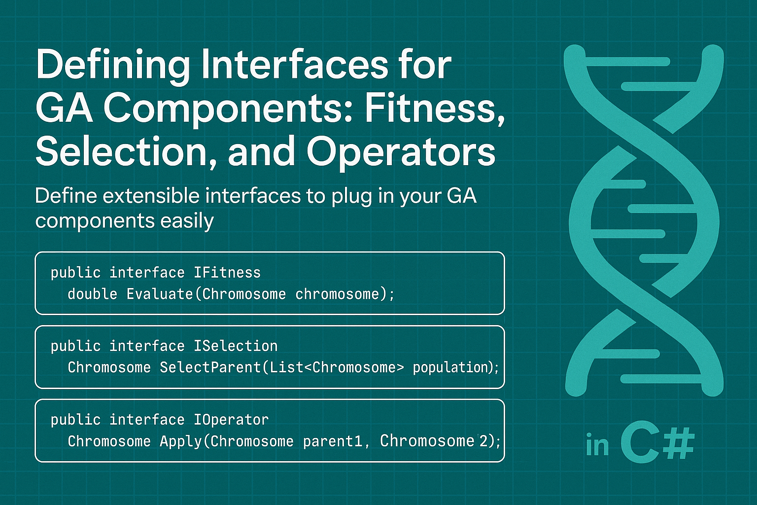 Defining Interfaces for Genetic Algorithms Components: Fitness, Selection, and Operators