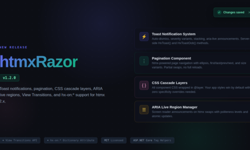 htmxRazor 1.2.0: Toast Notifications, Pagination, and the End of CSS Specificity Fights