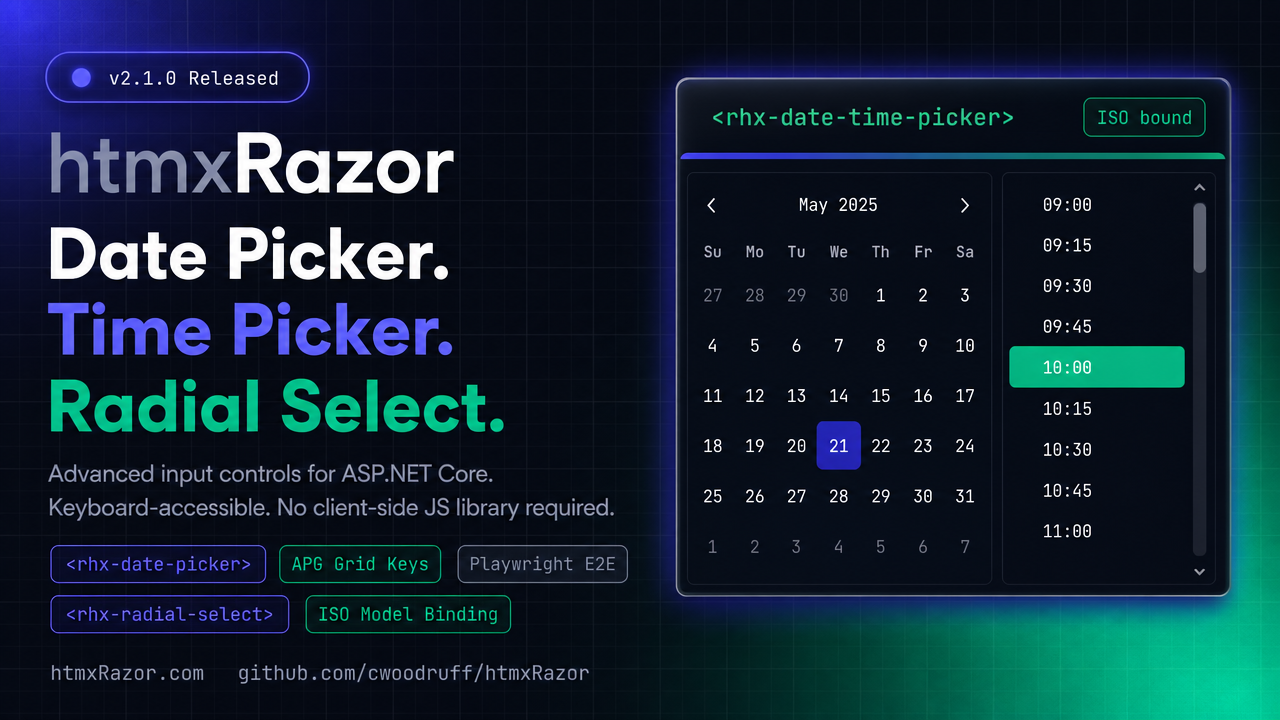 New Release!! htmxRazor v2.1.0: Advanced Inputs